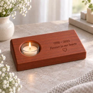 CND-MEM-001-MAH-v2 Mahogany Personalised Remembrance Candle Holder