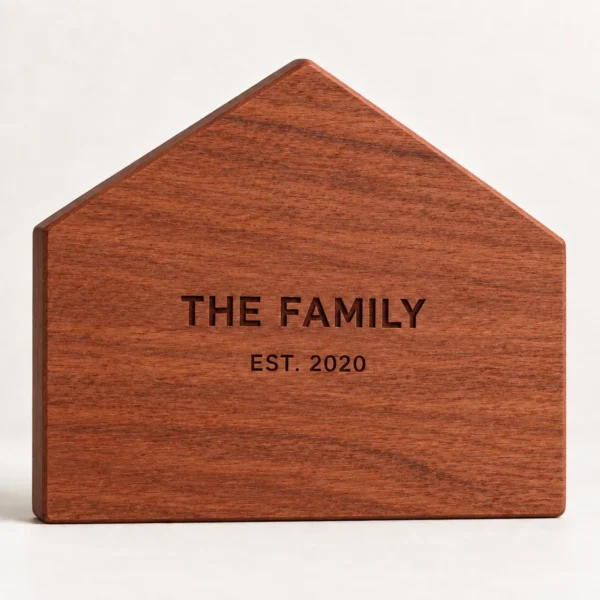 Mahogany Personalised House-Shaped Family Sign
