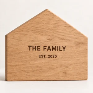 SIG-HOUSE-001-OAK Oak Personalised House-Shaped Family Sign