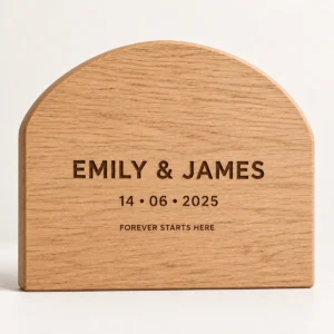 SIG-WED-001-OAK Oak Personalised Wedding & Anniversary Plaque