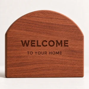 SIG-WELCOME-001-MAH Mahogany Personalised Arched Welcome Sign