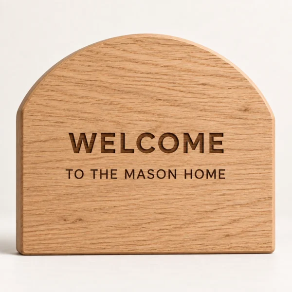 Oak Personalised Arched Welcome Sign