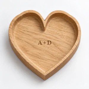 Oak Personalised Heart Catch-All Tray