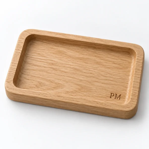 TRAY-VALET-001-OAK Oak Personalised Wooden Valet Tray