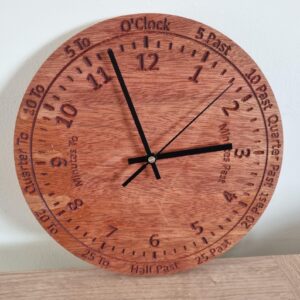 Personalised Mahogany Learning Clock – Engraved Wooden Wall Clock