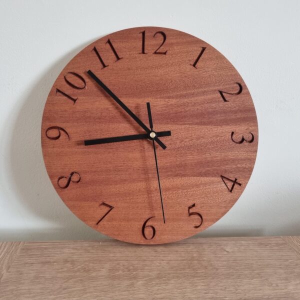 il_1588xN.7225627193_tslq.jpg Personalised Mahogany Clock with Numbers – Handmade Wooden Wall Clock