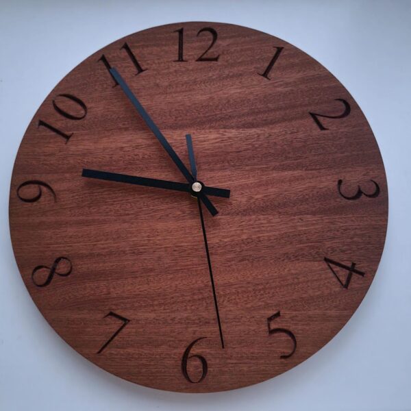 il_1588xN.7226594223_dd9f.jpg Personalised Mahogany Clock with Numbers – Handmade Wooden Wall Clock