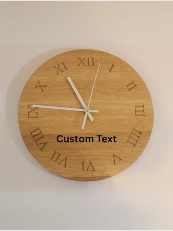 Personalised Mahogany Clock with Roman Numerals – Handmade Wooden Wall Clock