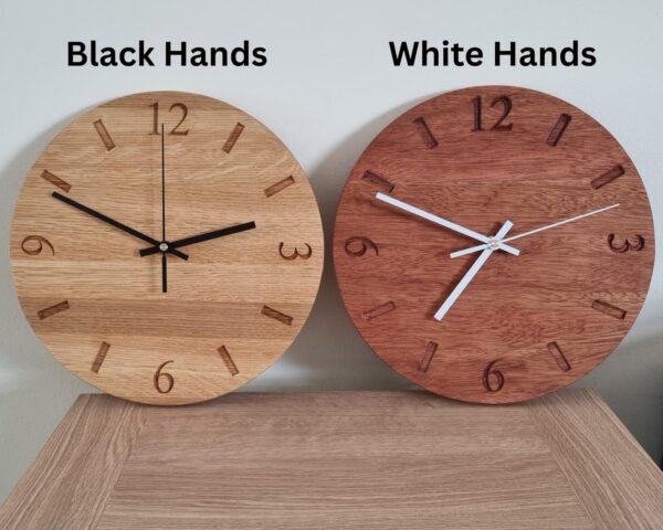 Personalised Mahogany Clock with 12, 3, 6 & 9 – Handmade Wooden Wall Clock